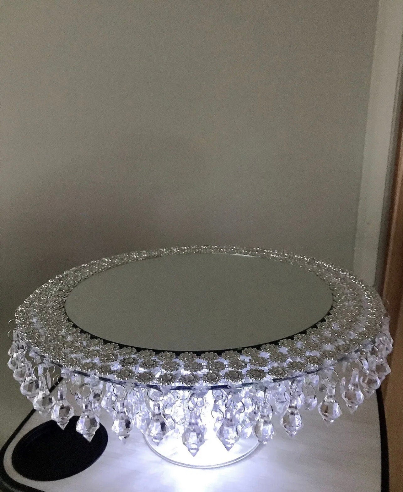 Mirror Top Crystal Cake Stand