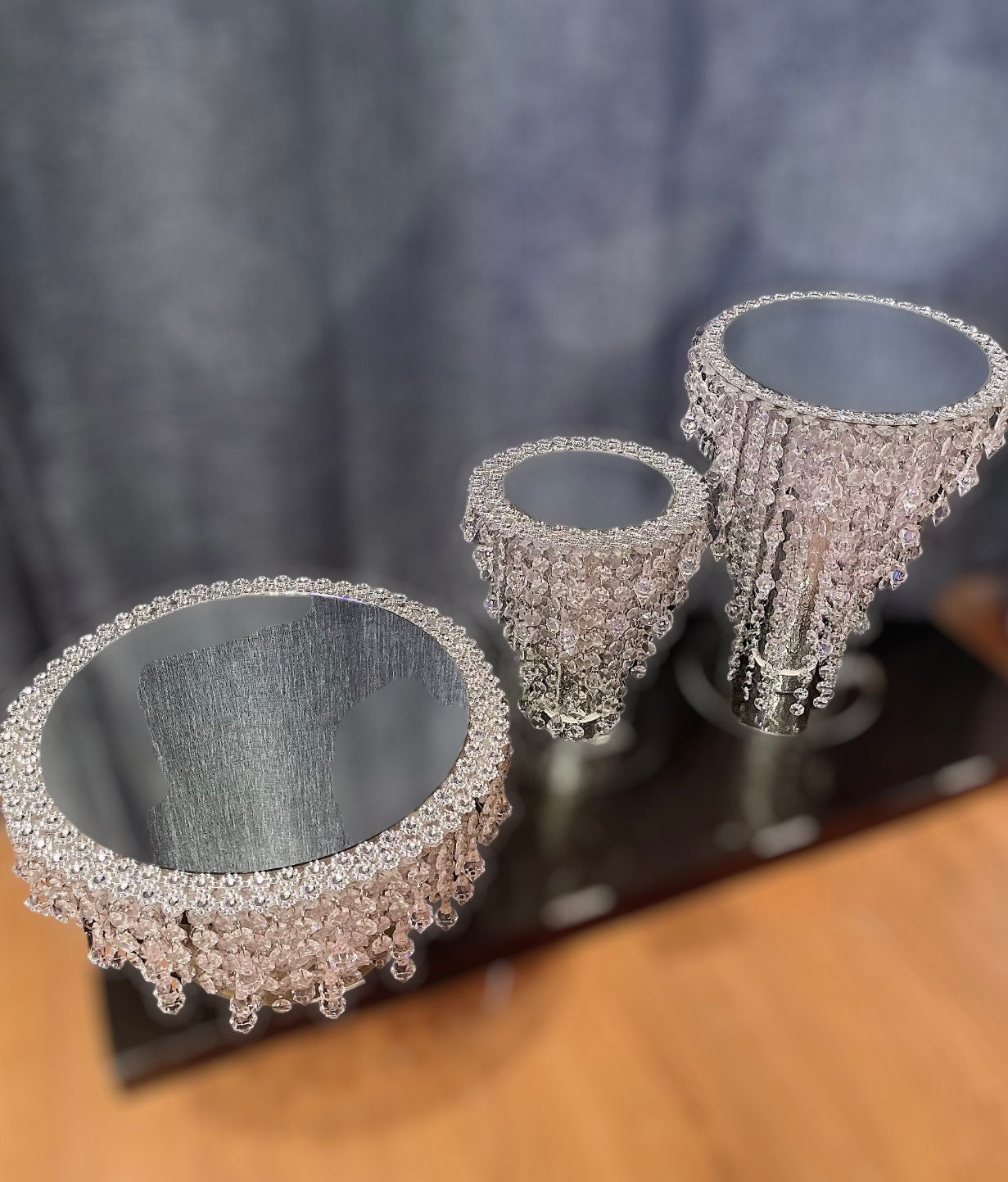 Lighted Crystal Cake Stand with Mirror Top