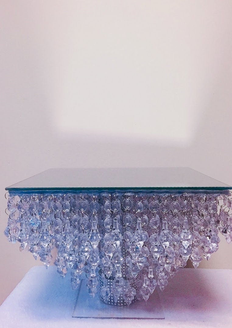 Crystal SQUARE Cake Stand with Led Light