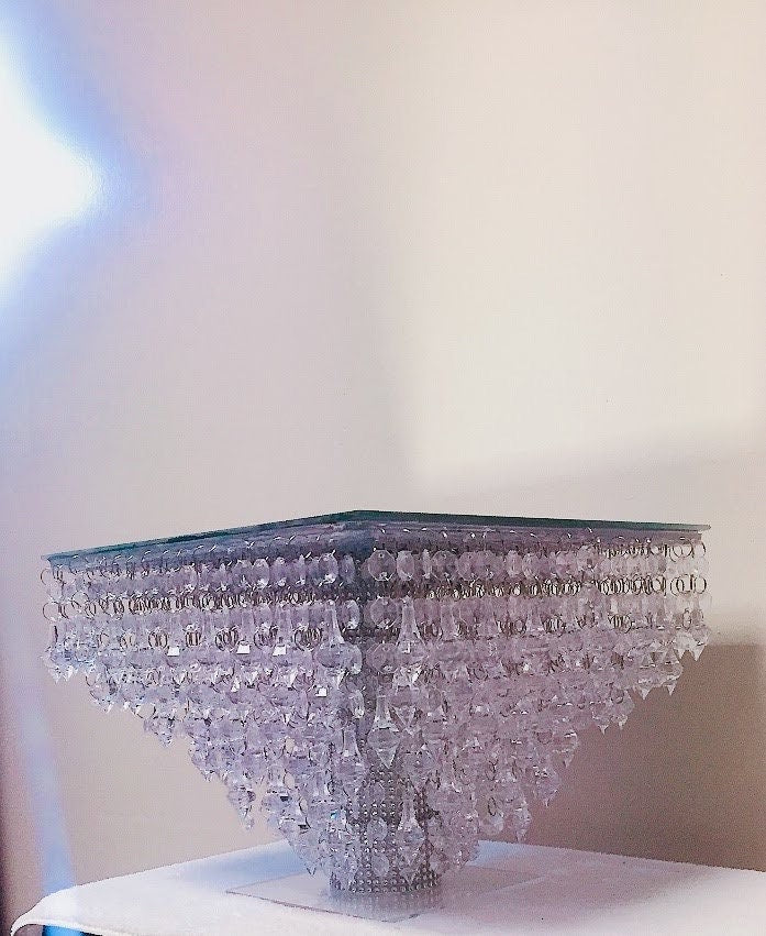 Crystal SQUARE Cake Stand with Led Light