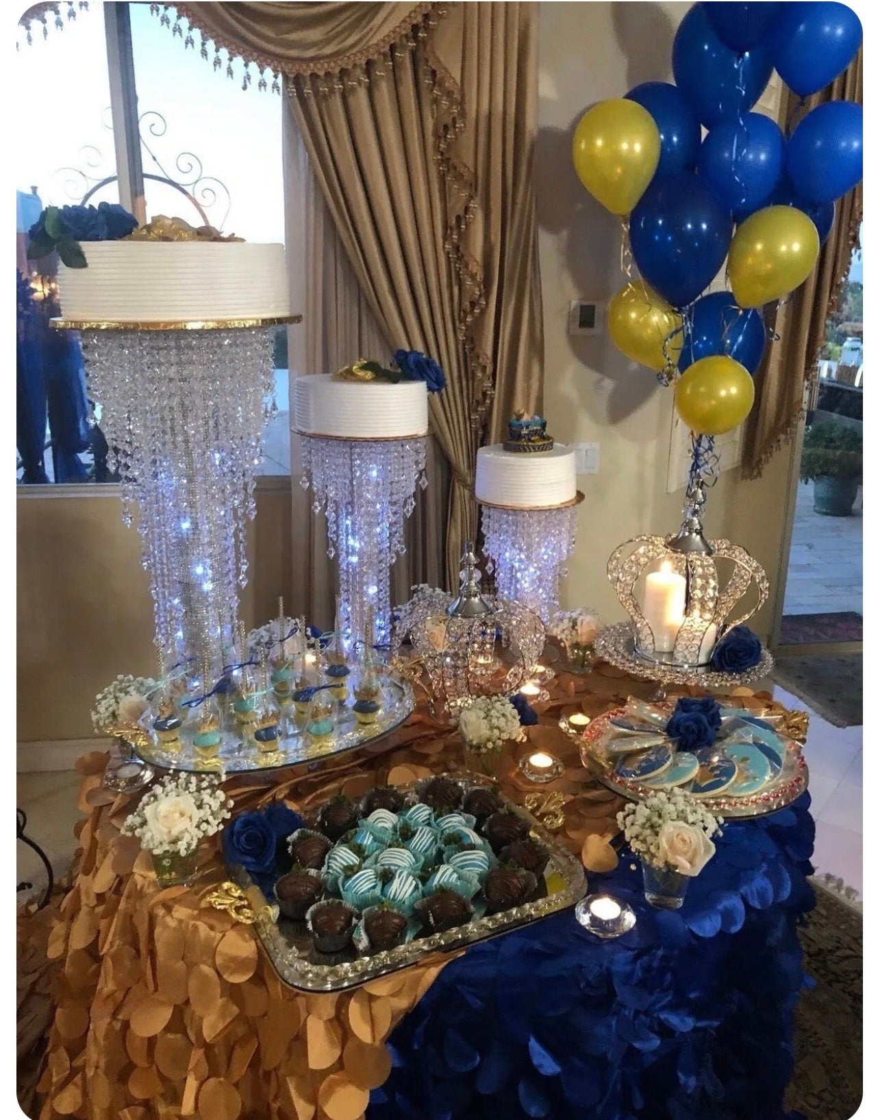 Crystal Cake stand Set of 6 with lights