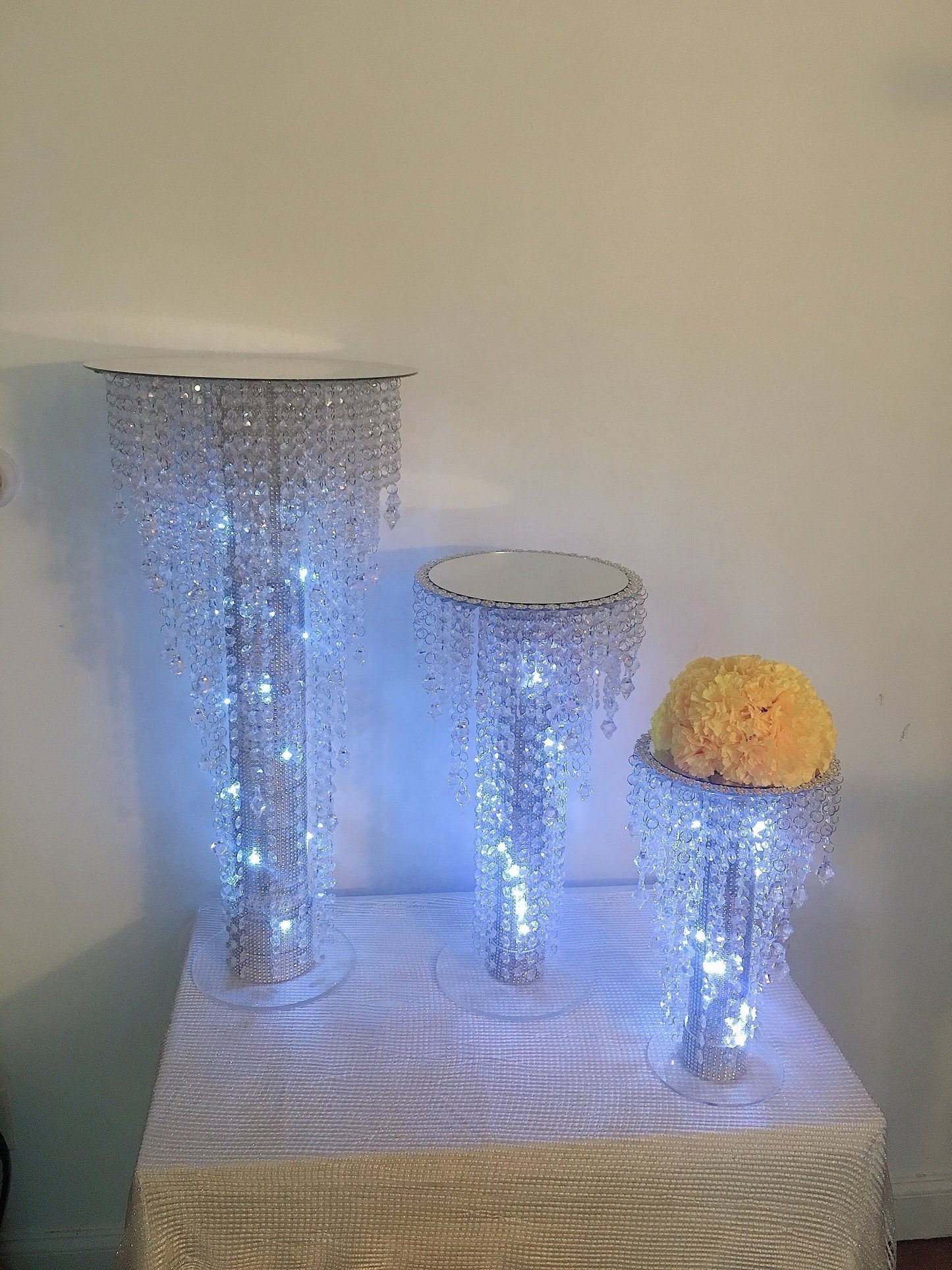 Crystal Cake stand Set of 6 with lights