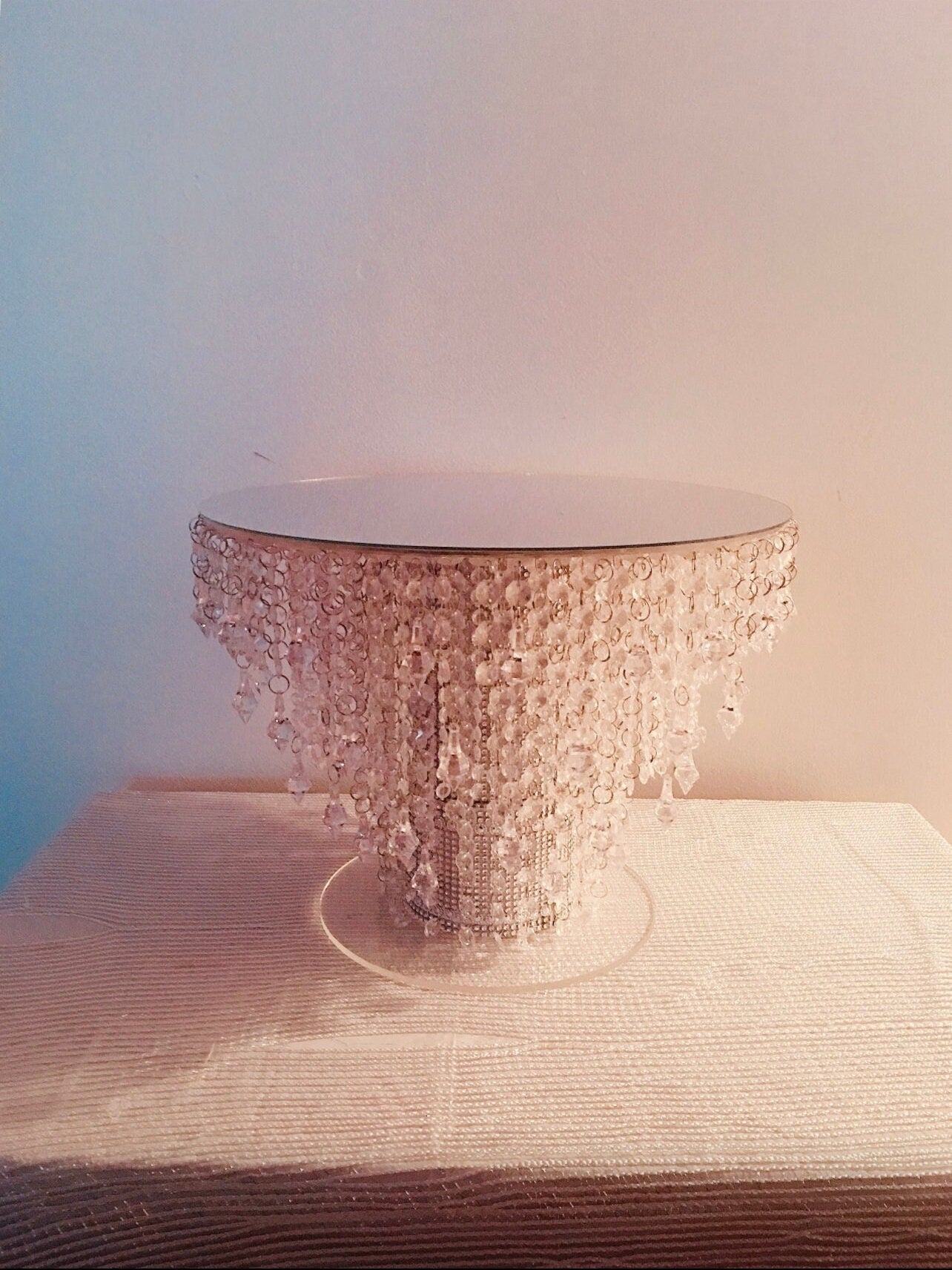 Mirror Top Cake Stand| Crystal Cascading Cake Stand