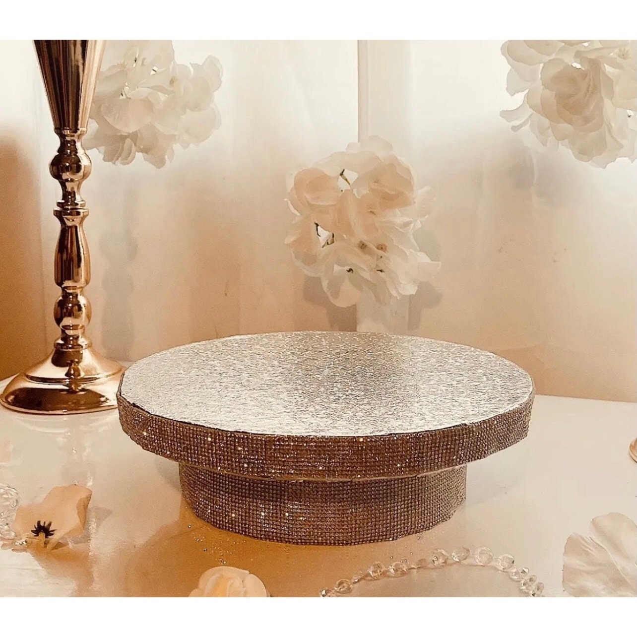 SILVER RHINESTONE Cake STAND With Lights