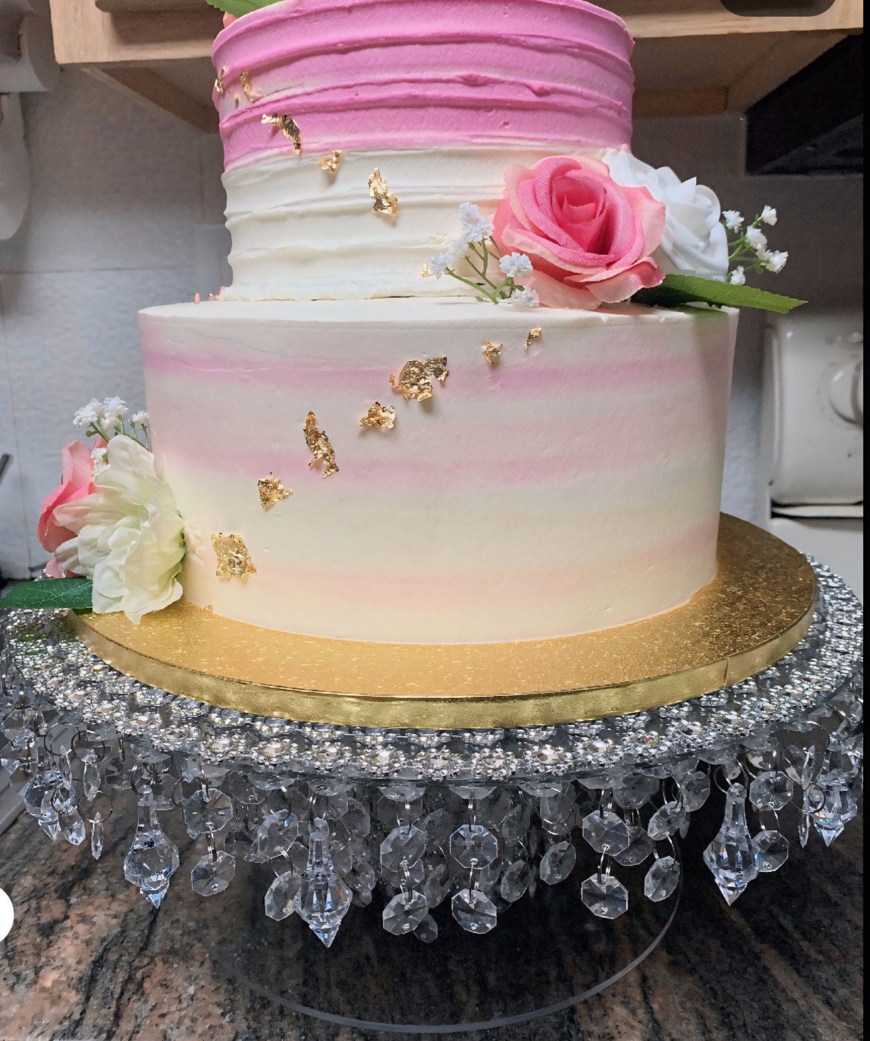 Mirror Top Crystal Cake Stand