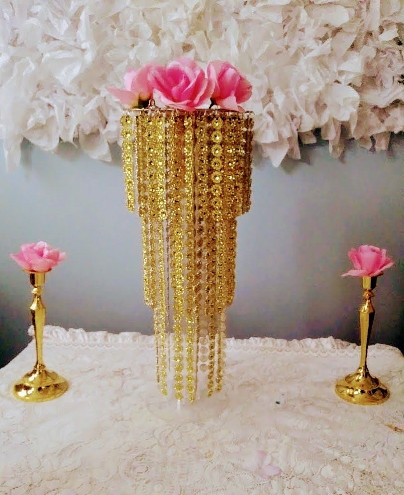 Baby Shower Gold Table centerpieces | Lighted Decor