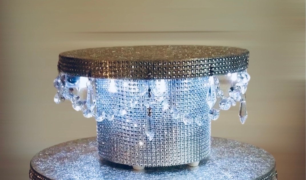GOLD RHINESTONE Cake STAND With Lights