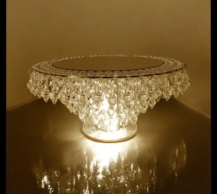 Mirror Top Crystal Cake Stand | Wedding Cake Stand | Chandelier Cake Stand Bridal shower Anniversary Cake Stand