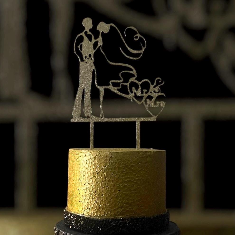 Wedding Cake Topper | silhouette couple cake topper |Mr and Mrs Cake topper |Rustic Cake topper