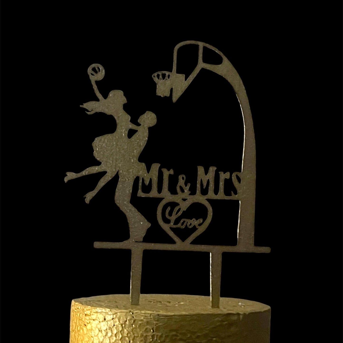 Wedding Cake Topper | Basketball couple cake topper |Mr and Mrs Cake topper |Rustic Cake topper