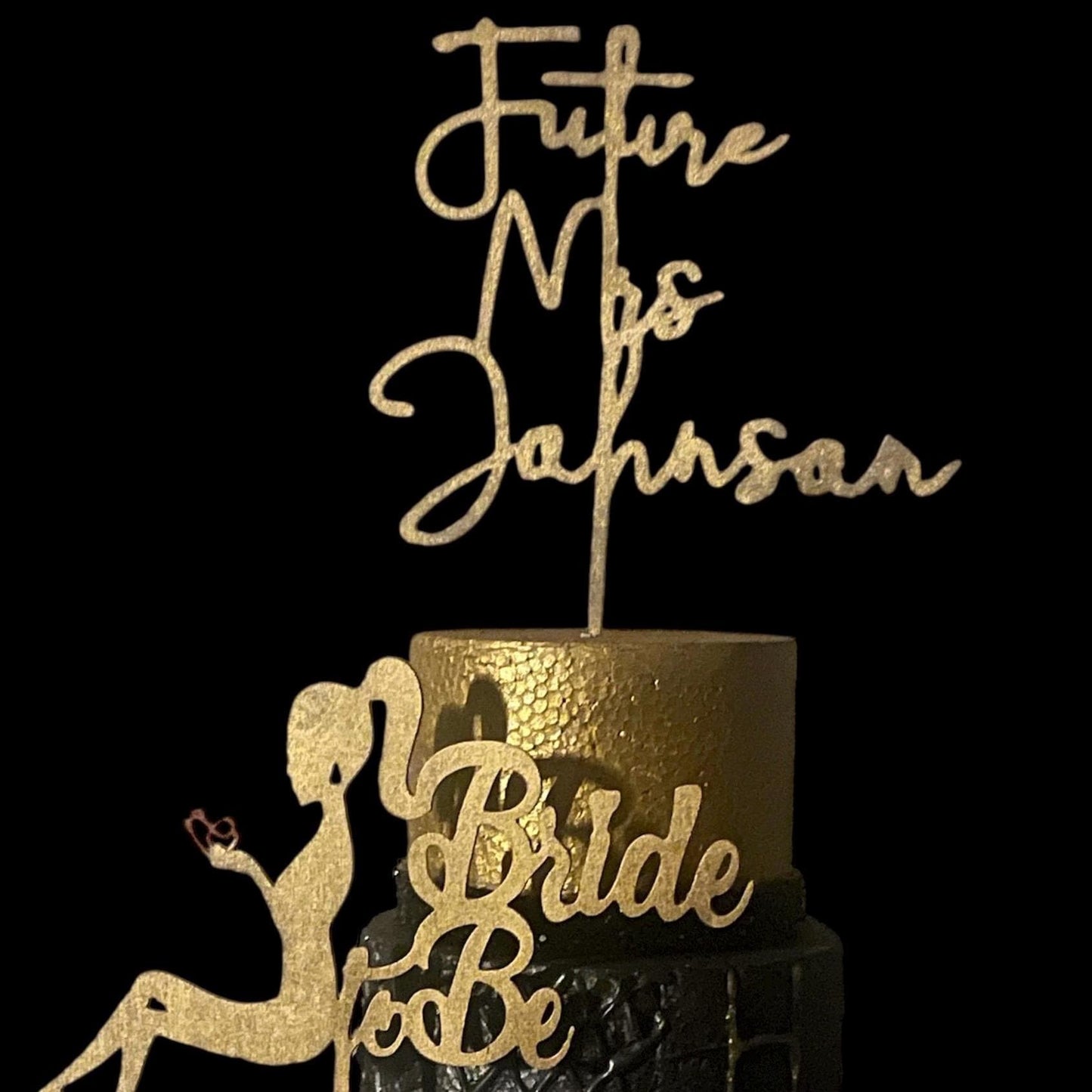 Cake Topper Set of 2 | Personalized Bridal Shower cake topper |Wife to be|Rustic Cake topper