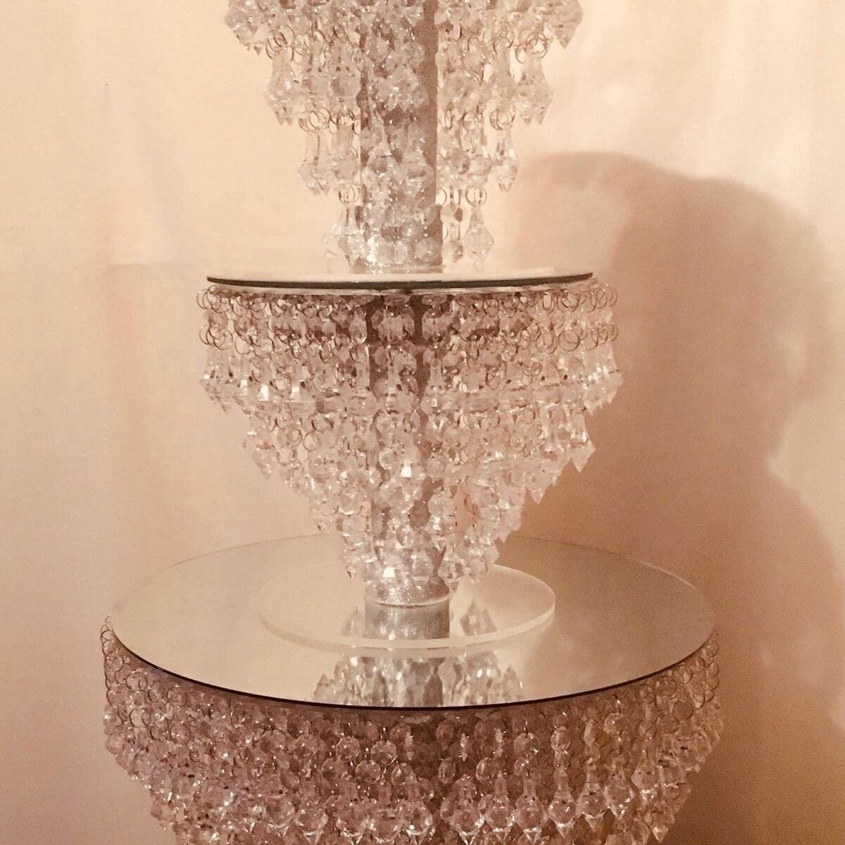 Lighted Crystal Cake Stand with Mirror Top
