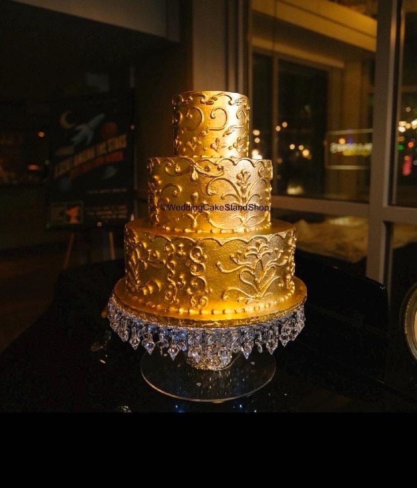 Mirror Top Silver Crystal Cake Stand For weddings