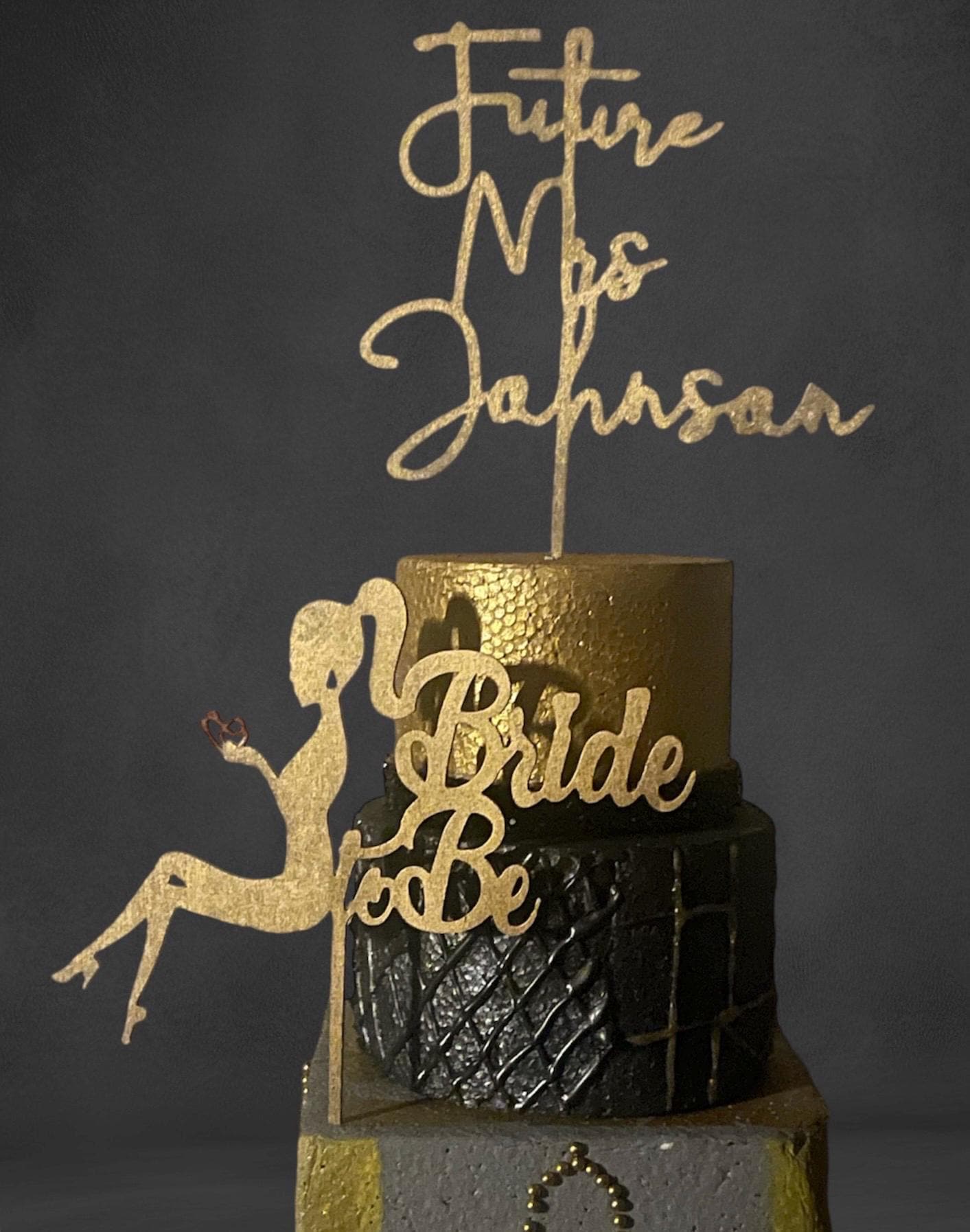 Cake Topper Set of 2 | Personalized Bridal Shower cake topper |Wife to be|Rustic Cake topper