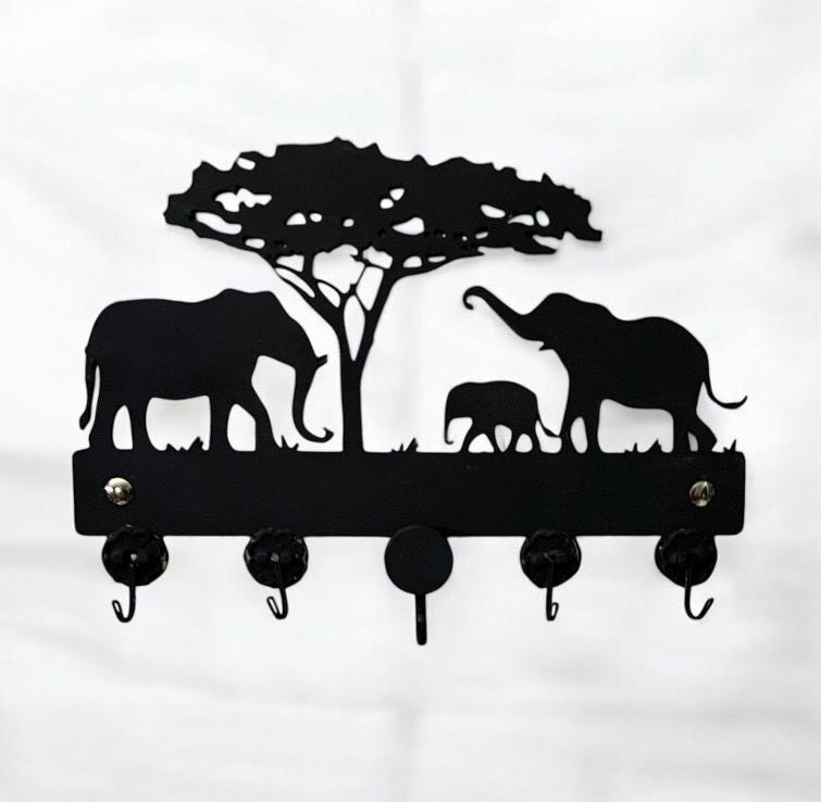 Key holder for entry way |Key rack Housewarming gift | key hook key holder for wall No screw| Safari animal Elephant key hooks