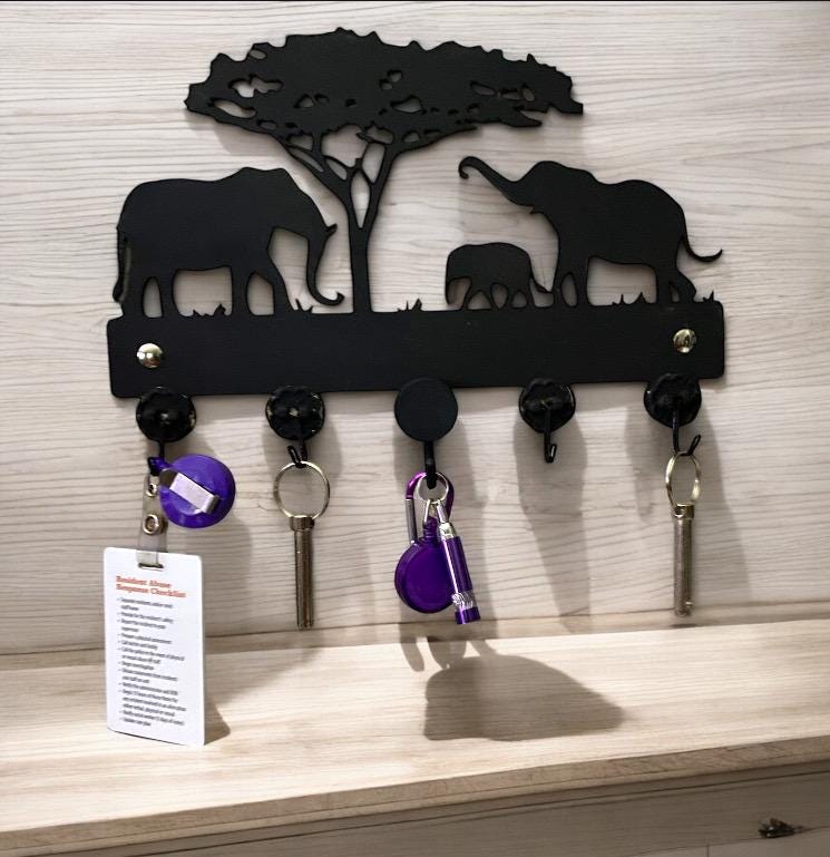 Key holder for entry way |Key rack Housewarming gift | key hook key holder for wall No screw| Safari animal Elephant key hooks