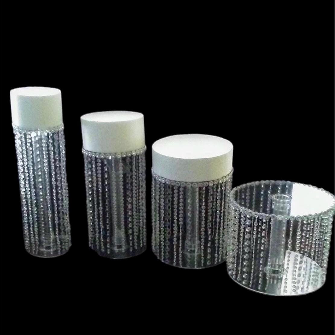 Cascading Crystal Cake stands With Light