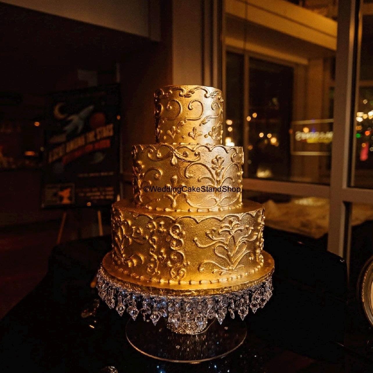Mirror Top Crystal Cake Stand