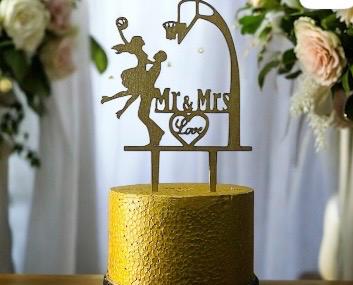 Wedding Cake Topper | Basketball couple cake topper |Mr and Mrs Cake topper |Rustic Cake topper