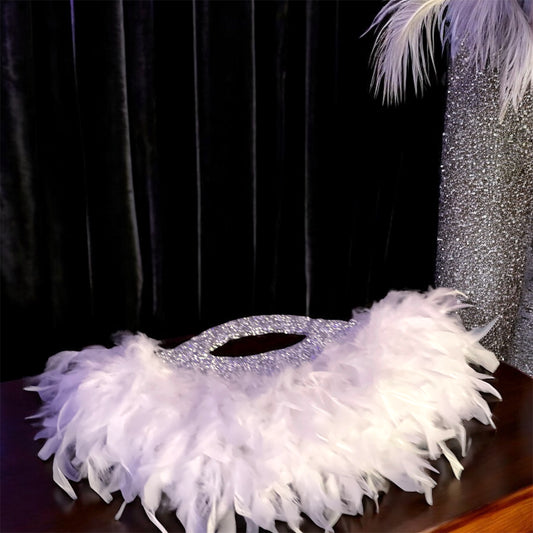 Luxury Bridal Feather Fan – Wedding, Engagement, & Photoshoot Hand Fan