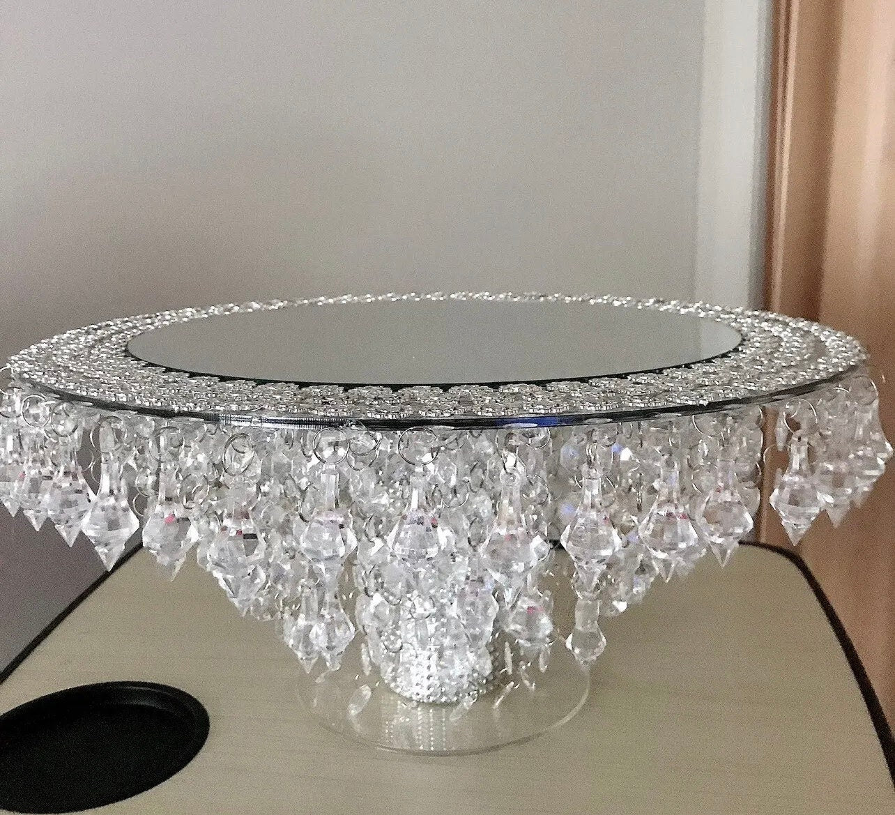 Cake Stand with Mirror Top and Light