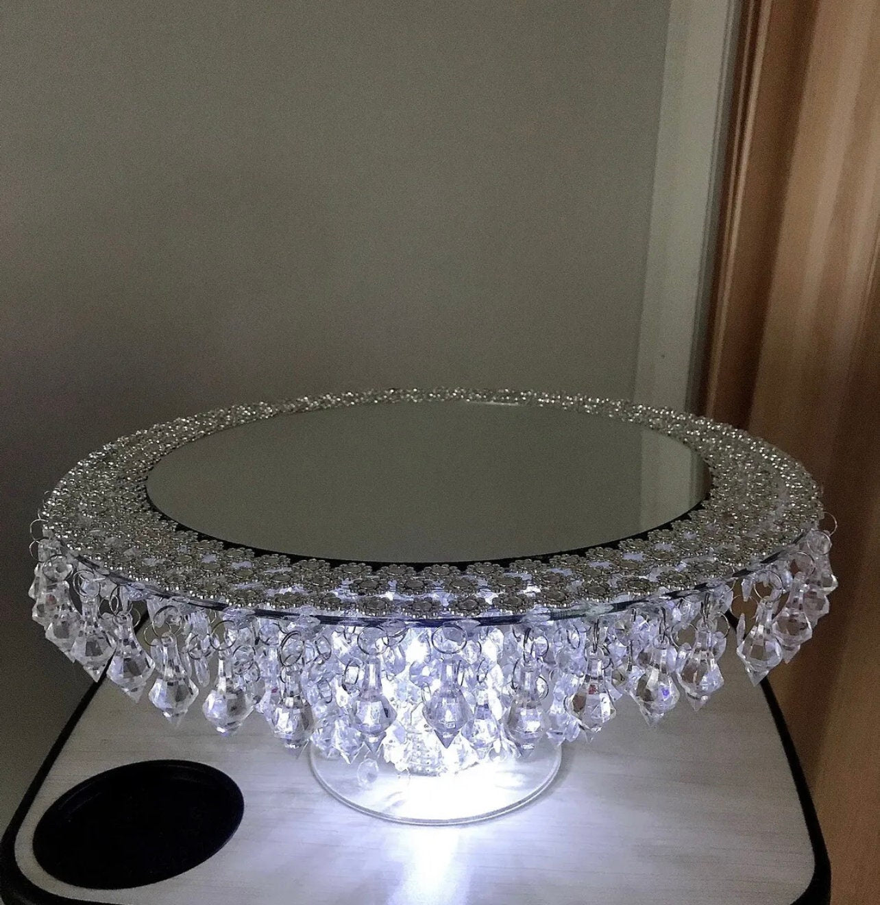 Cake Stand with Mirror Top and Light