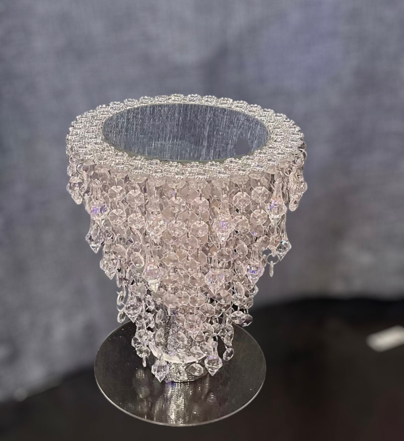 Crystal Cake Stand with Mirror Top and light|Wedding Cake stand | Chandelier cake stand for party