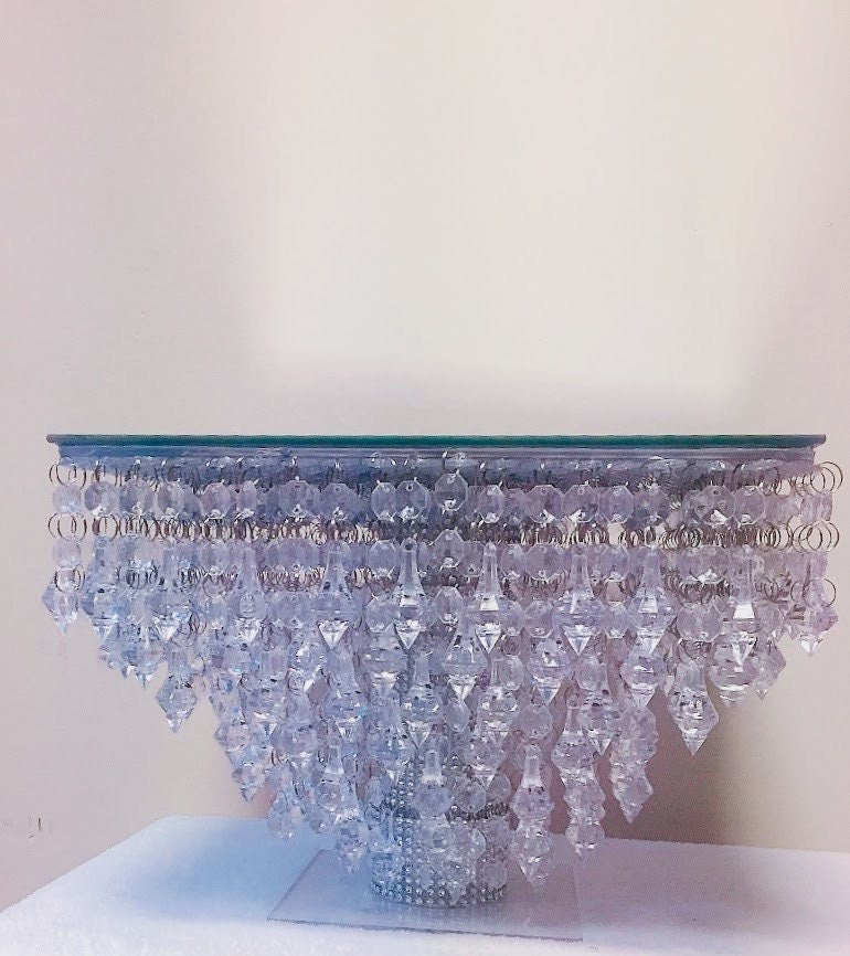 Crystal SQUARE Cake Stand with Led Light