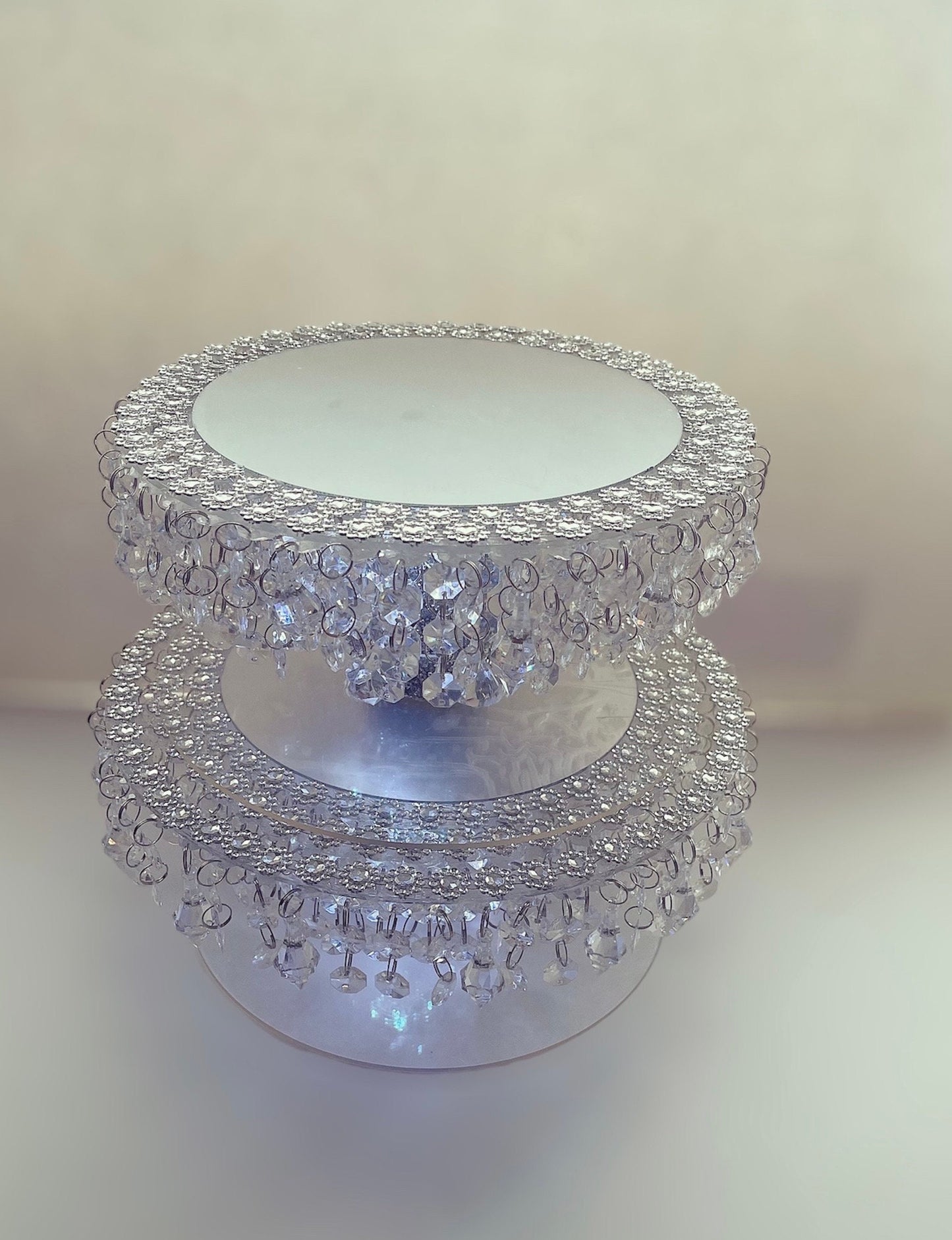 Cake Stand with Mirror Top and Light