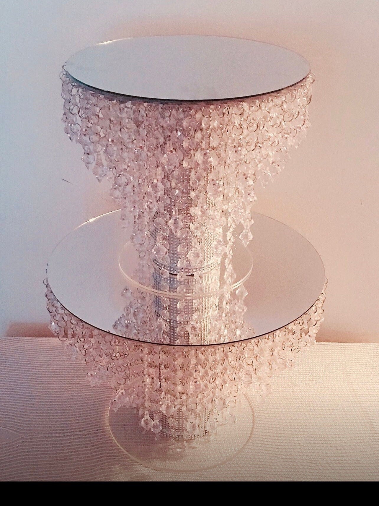 Mirror Top Cake Stand| Crystal Cascading Cake Stand