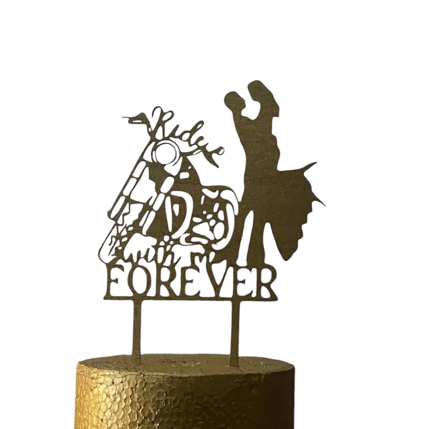 Wedding Cake Topper | Biker couple cake topper |Mr and Mrs  Cake topper |Ride with me forever Rustic Cake topper