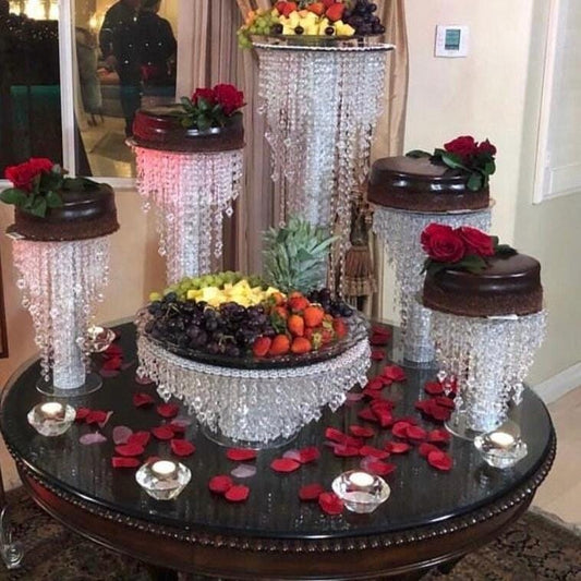 Crystal Cake stand Set of 6  with lights