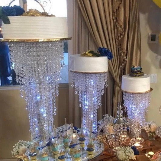 Crystal Cake Stand Set with lights for wedding | Wedding Cake Display stand