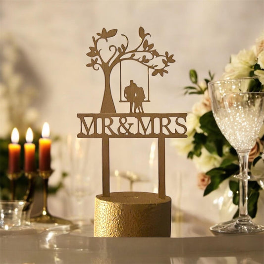 Wedding Cake Topper | Personalized cake topper |Mr and Mrs swing on a tree Cake topper |Rustic Cake topper