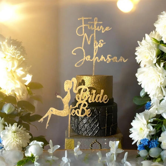 Cake Topper Set of 2  | Personalized  Bridal Shower cake topper |Wife to be|Rustic Cake topper