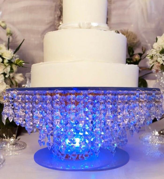 Crystal Cake Stand with Mirror Top | Lighted Cake Stand