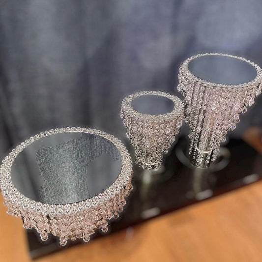 Crystal Cake Stand with Mirror Top and light|Wedding Cake stand | Chandelier cake stand for party