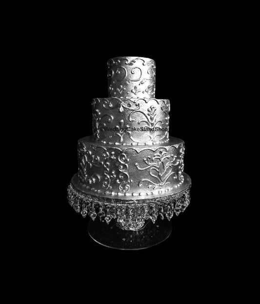 Mirror Top Silver Crystal Cake Stand For weddings