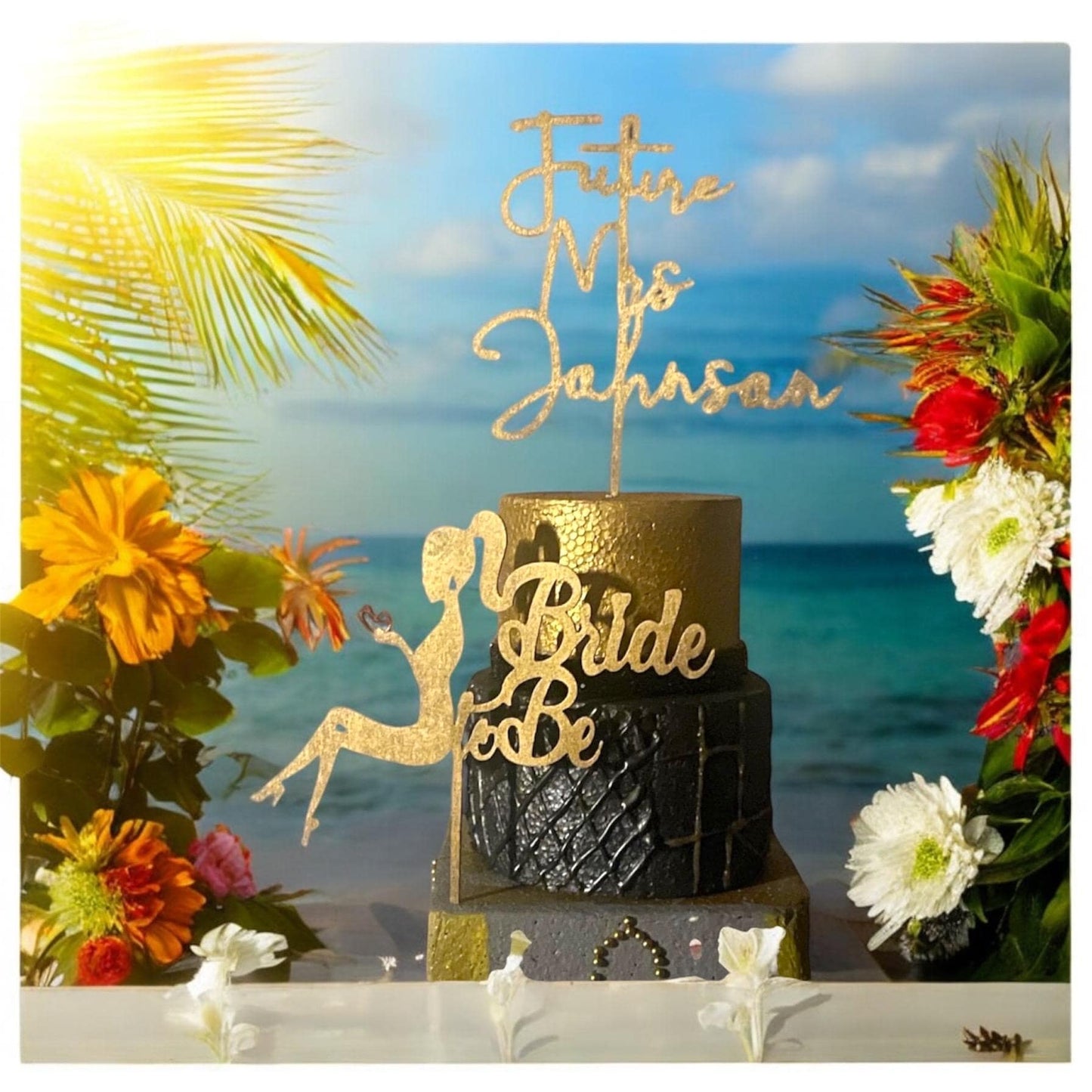 Cake Topper Set of 2  | Personalized  Bridal Shower cake topper |Wife to be|Rustic Cake topper