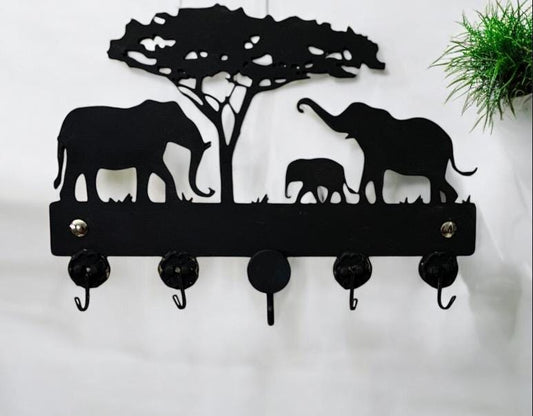 Key holder for entry way |Key rack Housewarming gift | key hook key holder for wall No screw| Safari animal Elephant key hooks