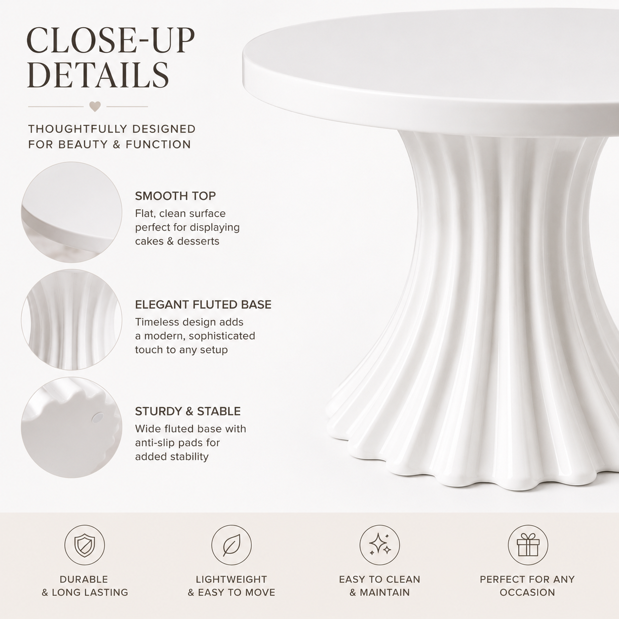 Modern Fluted Cake Stand, 3D Printed Pedestal Display, Wedding Dessert Table