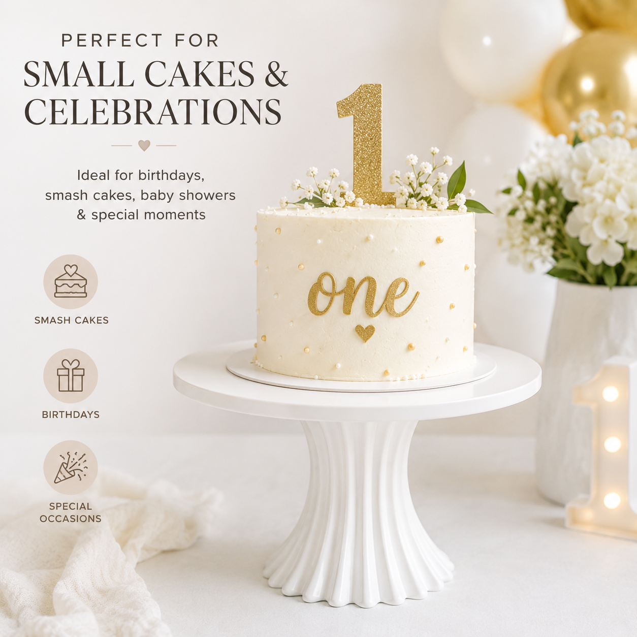 Modern Fluted Cake Stand, 3D Printed Pedestal Display, Wedding Dessert Table