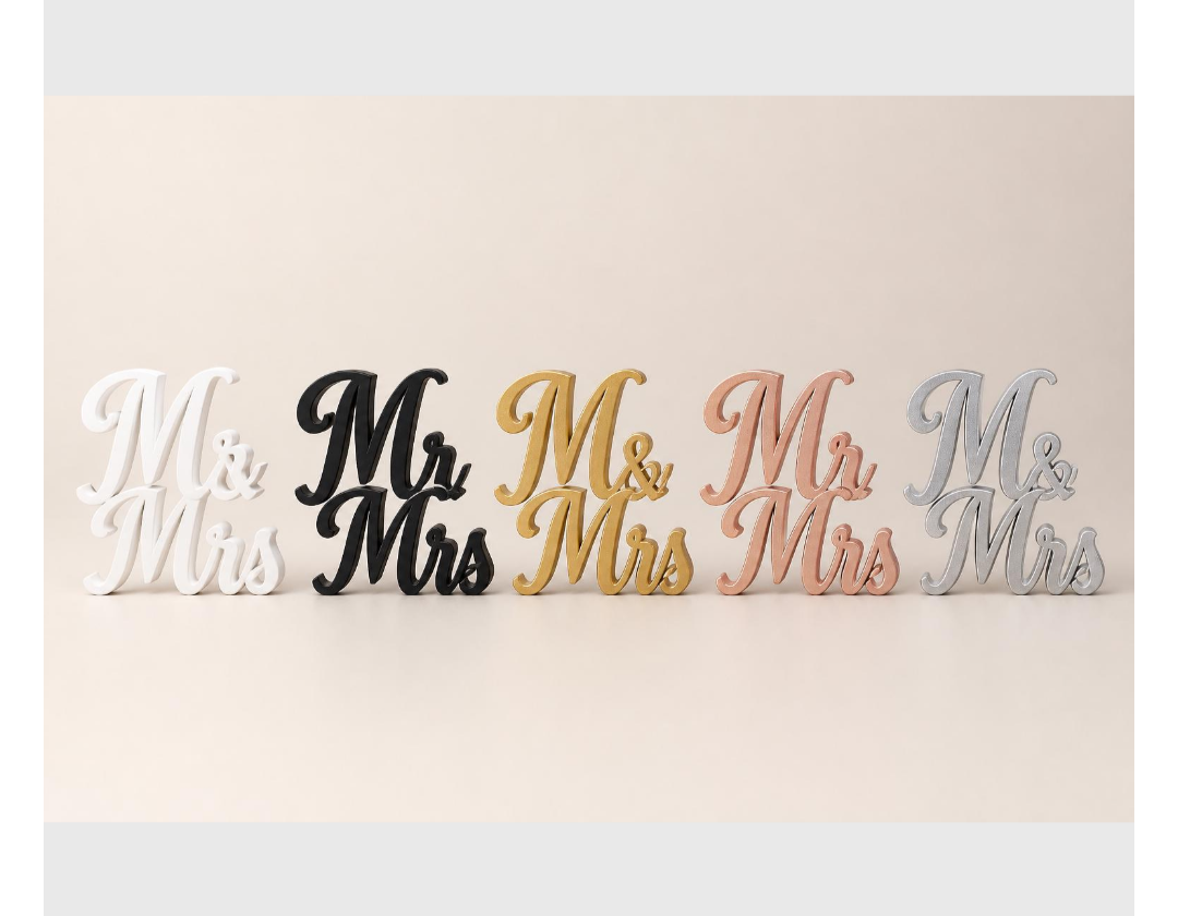 Mr & Mrs Wedding Sign, 3D Printed Script Head Table Decor