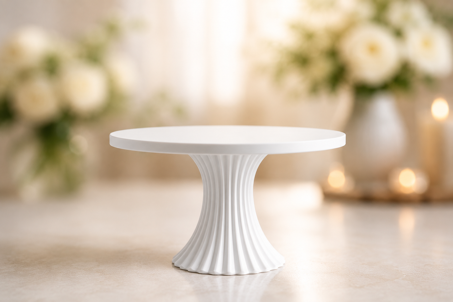 Modern Fluted Cake Stand, 3D Printed Pedestal Display, Wedding Dessert Table