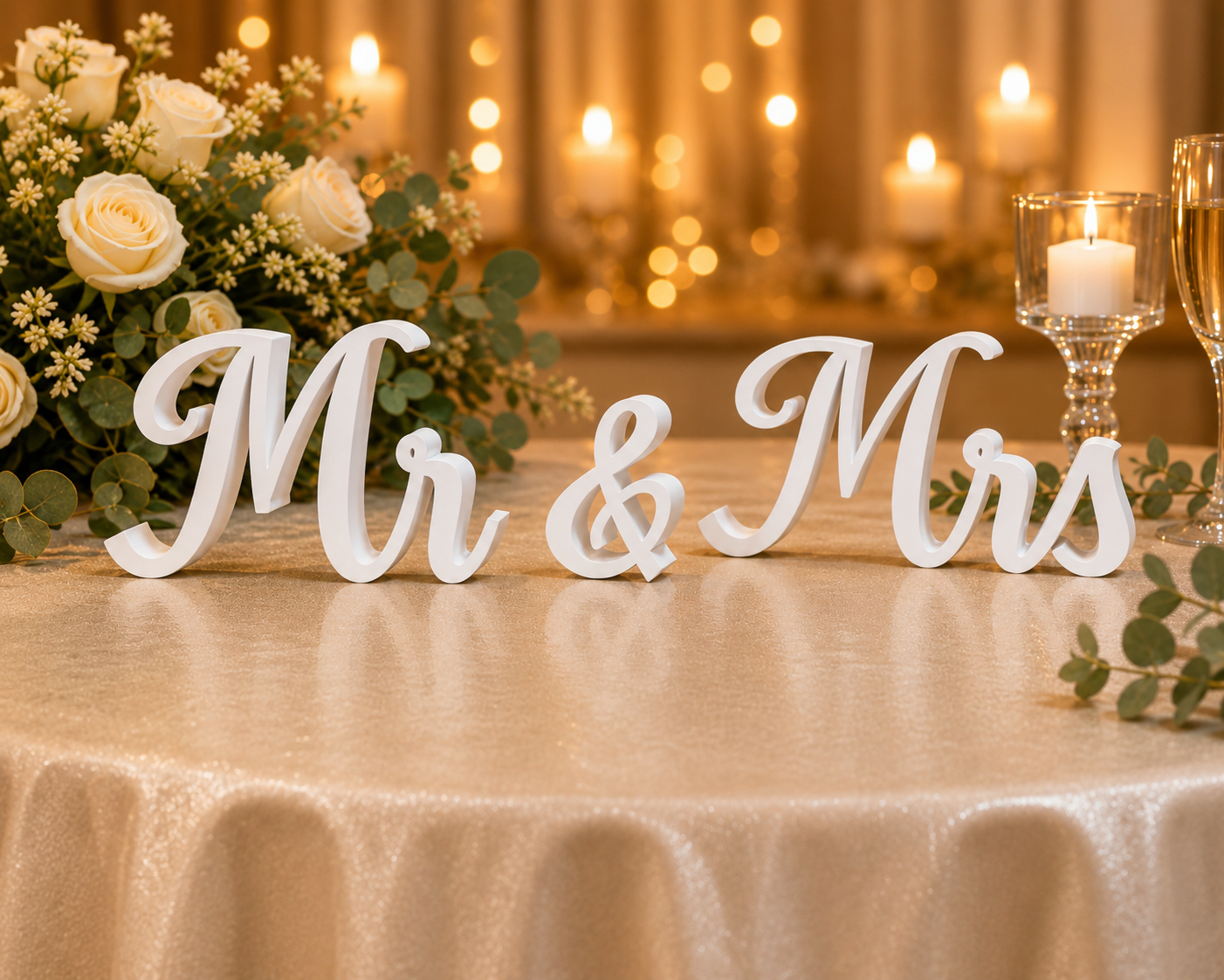 Mr & Mrs Wedding Sign, 3D Printed Script Head Table Decor